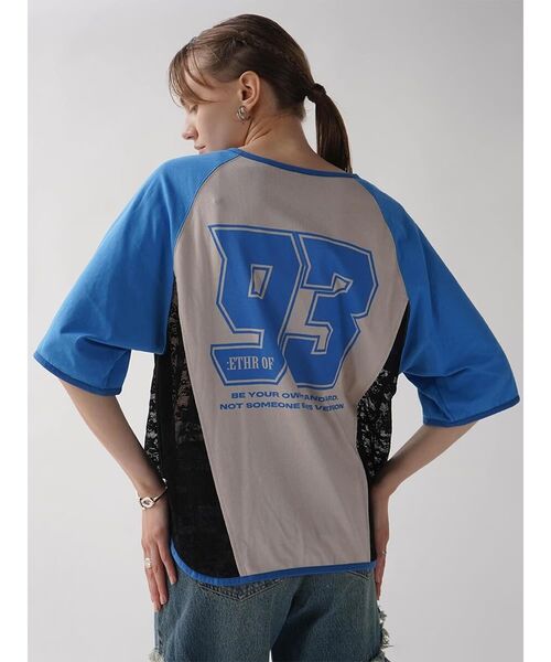 :ETHROF(イーサオブ)の「SIDE LACE BASEBALL ZIP SHIRT(シャツ/ブラウス・レディース・ブラック/ブルー/ホワイト・MEDIUM)」の3枚目の写真