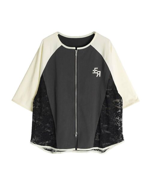 :ETHROF(イーサオブ)の「SIDE LACE BASEBALL ZIP SHIRT(シャツ/ブラウス・レディース・ブラック/ブルー/ホワイト・MEDIUM)」の20枚目の写真