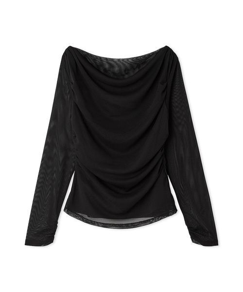 CELFORD（セルフォード）の「チュールドレープカットトップス（Tシャツ/カットソー・レディース・オフホワイト/ブラック・F）」の2枚目の写真