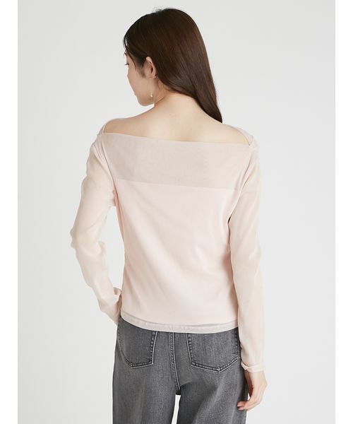 CELFORD（セルフォード）の「チュールドレープカットトップス（Tシャツ/カットソー・レディース・オフホワイト/ブラック・F）」の4枚目の写真