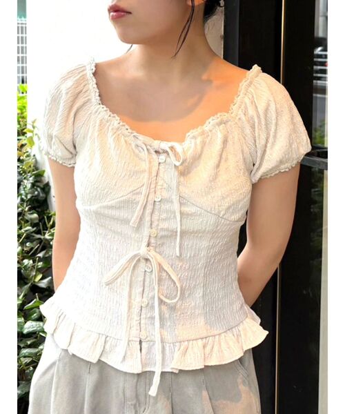 CALNAMUR（カルナムール）の「フリルカラーシャツ（シャツ/ブラウス・レディース・ブラウン/ネイビー/オフホワイト・FREE）」の18枚目の写真