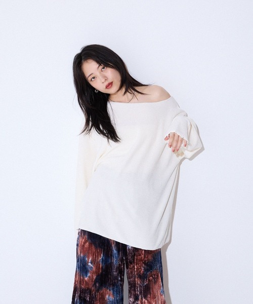 JEANASIS（ジーナシス）の「モールカノコボートネックLS/589933（Tシャツ/カットソー・レディース・オフホワイト/バーガンディー/ブラック・FREE）」の17枚目の写真