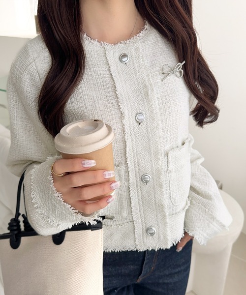 セール】きらめく魔法に甘さを添えて♪リボンブローチ使い長袖ラメ入り