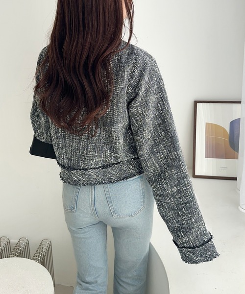 ハロッズ リボンブローチ付き ジャケット ロジータ ROJITA ビジュ付きアーチリボンブローチ （ピンクベージュ