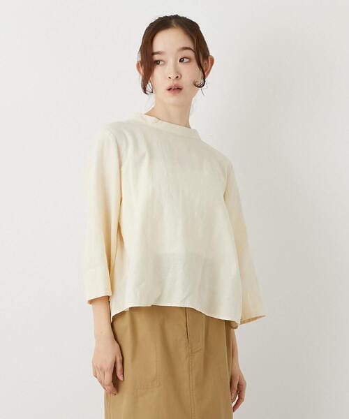 MELROSE claire（メルローズ クレール）の「【コットンジャガードスタンドネックブラウス】（シャツ/ブラウス・レディース・ボルドー/ブラック/ナチュラル・FREE）」の3枚目の写真