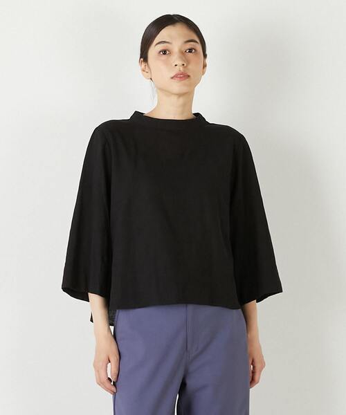 MELROSE claire（メルローズ クレール）の「【コットンジャガードスタンドネックブラウス】（シャツ/ブラウス・レディース・ボルドー/ブラック/ナチュラル・FREE）」の2枚目の写真