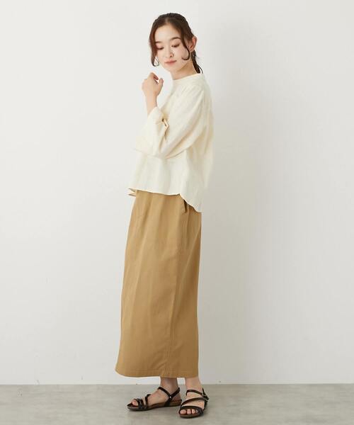 MELROSE claire（メルローズ クレール）の「【コットンジャガードスタンドネックブラウス】（シャツ/ブラウス・レディース・ボルドー/ブラック/ナチュラル・FREE）」の4枚目の写真