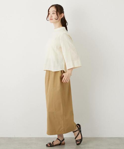 MELROSE claire（メルローズ クレール）の「【コットンジャガードスタンドネックブラウス】（シャツ/ブラウス・レディース・ボルドー/ブラック/ナチュラル・FREE）」の5枚目の写真