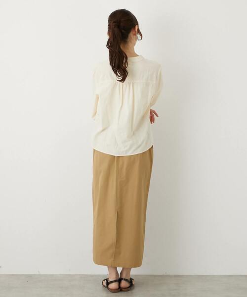 MELROSE claire（メルローズ クレール）の「【コットンジャガードスタンドネックブラウス】（シャツ/ブラウス・レディース・ボルドー/ブラック/ナチュラル・FREE）」の6枚目の写真