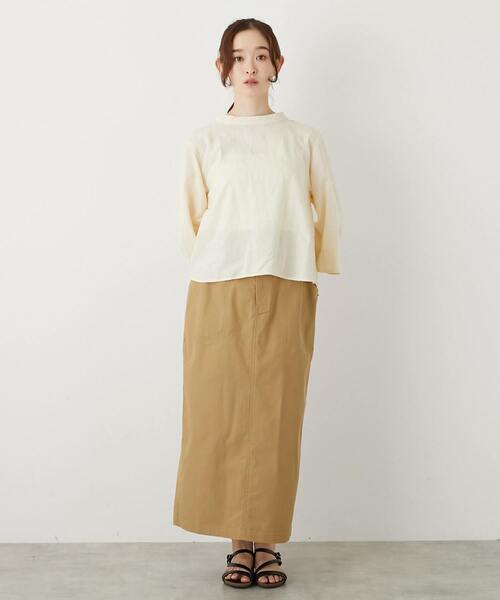 MELROSE claire（メルローズ クレール）の「【コットンジャガードスタンドネックブラウス】（シャツ/ブラウス・レディース・ボルドー/ブラック/ナチュラル・FREE）」の9枚目の写真