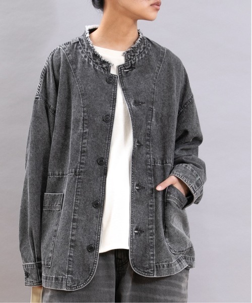 セール】J2146 こだわり加工のフレンチワークジャケット（ノーカラー