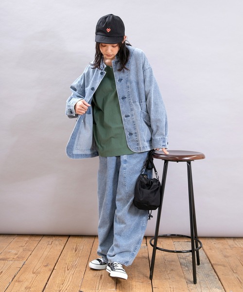 セール】J2146 こだわり加工のフレンチワークジャケット（ノーカラー