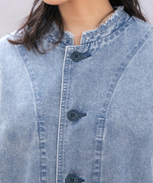 セール】J2146 こだわり加工のフレンチワークジャケット（ノーカラー