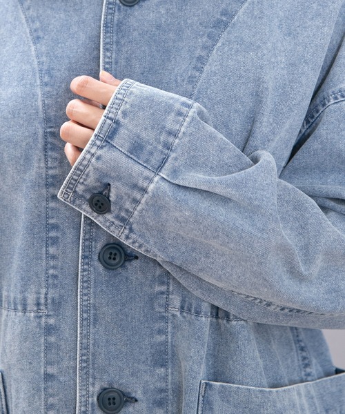 セール】J2146 こだわり加工のフレンチワークジャケット（ノーカラー