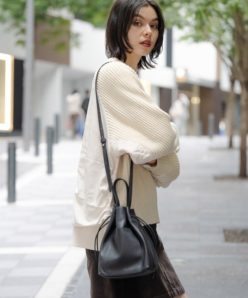 オリジナルレザー2WAY巾着ショルダーバッグ（ショルダーバッグ）｜niko