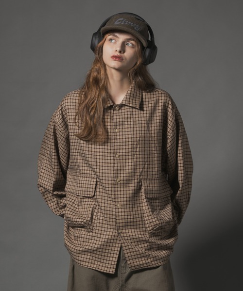 Double Pocket Long Sleeve Check Shirt - ダブルポケット長袖チェック