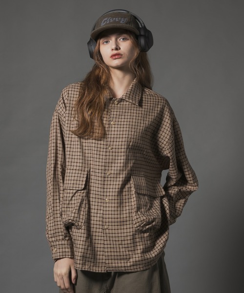 Double Pocket Long Sleeve Check Shirt - ダブルポケット長袖チェック