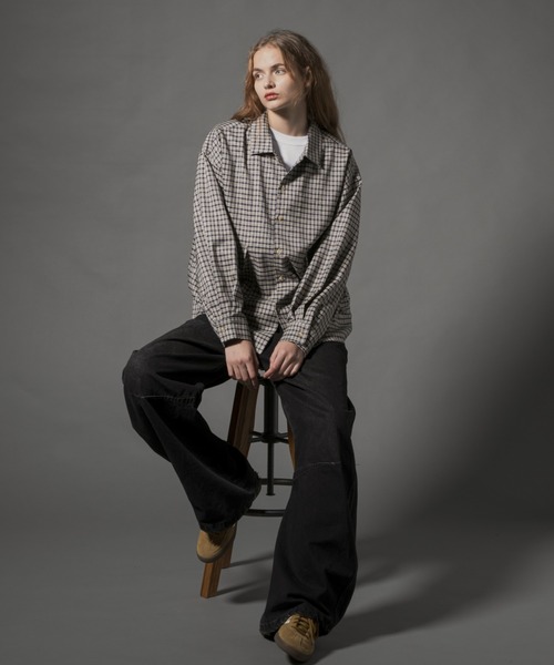 Double Pocket Long Sleeve Check Shirt - ダブルポケット長袖チェック