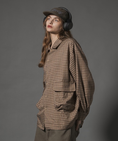 Double Pocket Long Sleeve Check Shirt - ダブルポケット長袖チェック