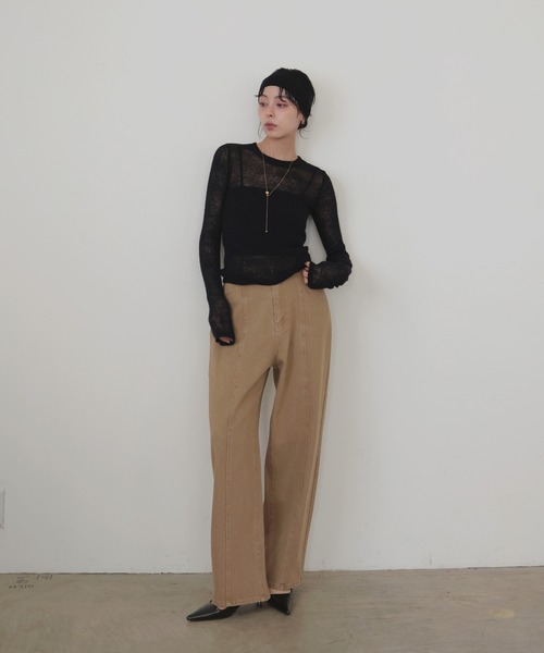 LIAN（リアン）の「センターラインストレートデニムパンツ（デニムパンツ・レディース・グレー/ブルー/ベージュ/インディゴブルー・SMALL/MEDIUM）」の7枚目の写真