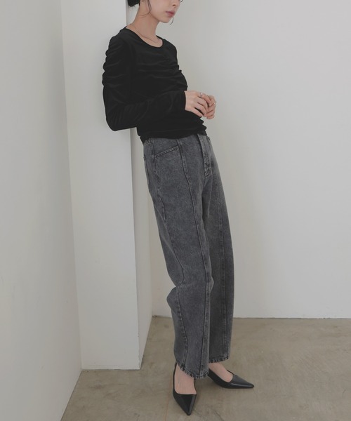 LIAN（リアン）の「センターラインストレートデニムパンツ（デニムパンツ・レディース・グレー/ブルー/ベージュ/インディゴブルー・SMALL/MEDIUM）」の21枚目の写真