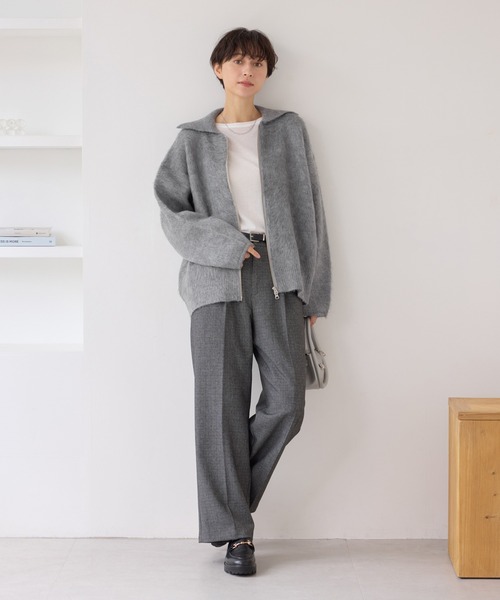 ROPE' PICNIC（ロペピクニック）の「【WEB限定】Wジップシャギーニットブルゾン（ブルゾン・レディース・カーキ/ライトグレー/ベージュ・FREE）」の5枚目の写真