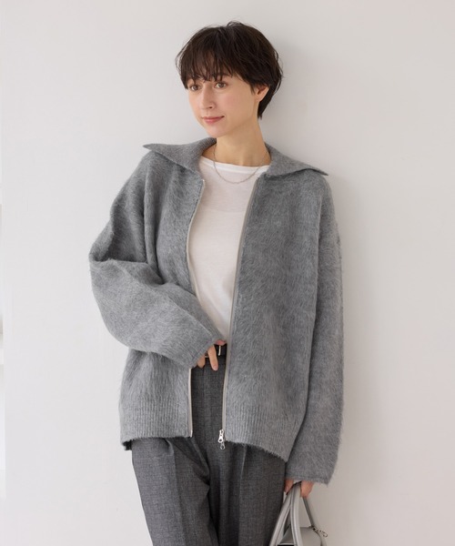 ROPE' PICNIC（ロペピクニック）の「【WEB限定】Wジップシャギーニットブルゾン（ブルゾン・レディース・カーキ/ライトグレー/ベージュ・FREE）」の6枚目の写真