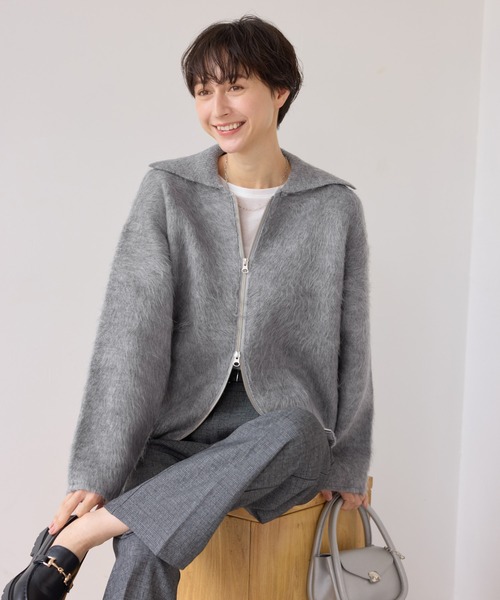 ROPE' PICNIC（ロペピクニック）の「【WEB限定】Wジップシャギーニットブルゾン（ブルゾン・レディース・カーキ/ライトグレー/ベージュ・FREE）」の8枚目の写真