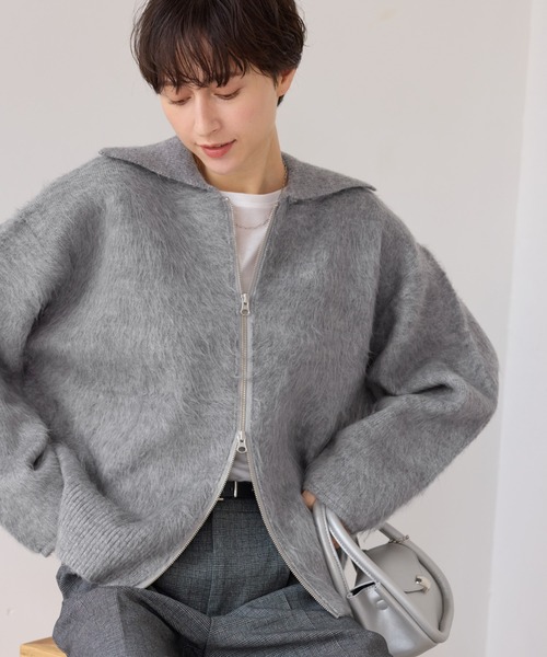 ROPE' PICNIC（ロペピクニック）の「【WEB限定】Wジップシャギーニットブルゾン（ブルゾン・レディース・カーキ/ライトグレー/ベージュ・FREE）」の10枚目の写真