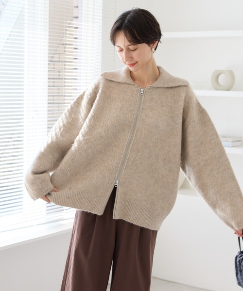 ROPE' PICNIC（ロペピクニック）の「【WEB限定】Wジップシャギーニットブルゾン（ブルゾン・レディース・カーキ/ライトグレー/ベージュ・FREE）」の15枚目の写真