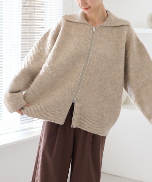 ROPE' PICNIC（ロペピクニック）の「【WEB限定】Wジップシャギーニットブルゾン（ブルゾン・レディース・カーキ/ライトグレー/ベージュ・FREE）」の17枚目の写真