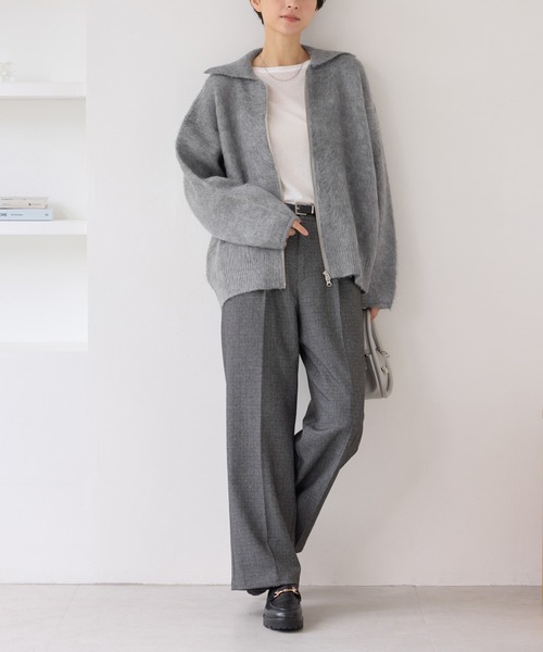 ROPE' PICNIC（ロペピクニック）の「【WEB限定】Wジップシャギーニットブルゾン（ブルゾン・レディース・カーキ/ライトグレー/ベージュ・FREE）」の21枚目の写真