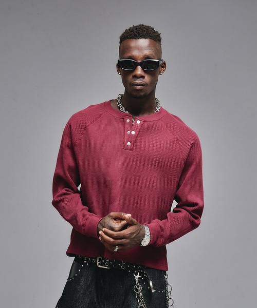 ANDER HUNK(アンダーハンク)の「Metal Henry neck Thermal / メタルヘンリーネックサーマル(Tシャツ/カットソー・メンズ・ブラウン/レッド系その他/グレー/ブラック/その他/パープル/グレー系その他・LARGE/MEDIUM/SMALL)」の6枚目の写真