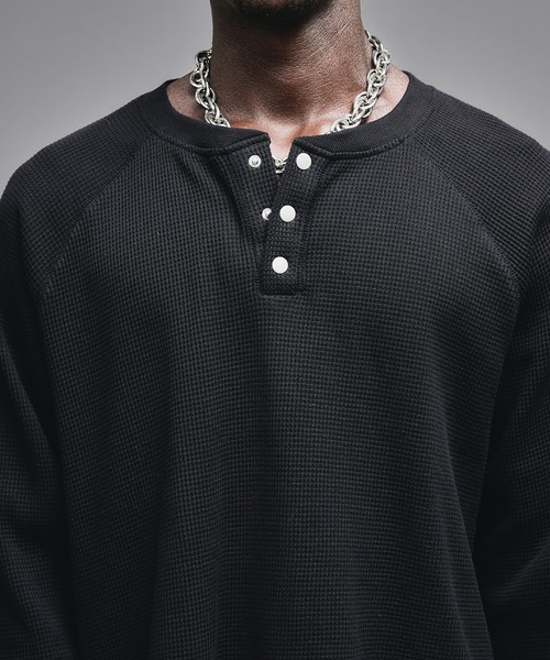 【専用】ANDER HUNK メタルヘンリーネックサーマル ブラック系 ANDER HUNK tシャツ Metal Henry neck Thermal / メタルヘンリー