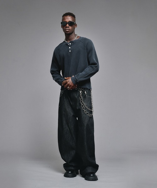 【専用】ANDER HUNK メタルヘンリーネックサーマル ブラック系 ANDER HUNK tシャツ Metal Henry neck Thermal / メタルヘンリー