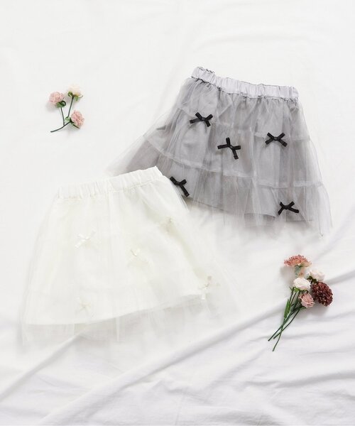 apres les cours(アプレレクール)の「【ジュニア対応】リボンティアードチュールスカート(スカート・キッズ・グレー/アイボリー・90/100/110/120/130/140)」の13枚目の写真