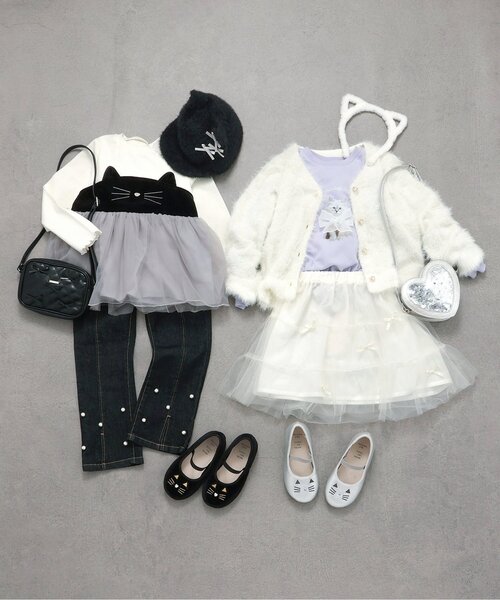 apres les cours(アプレレクール)の「【ジュニア対応】リボンティアードチュールスカート(スカート・キッズ・グレー/アイボリー・90/100/110/120/130/140)」の15枚目の写真