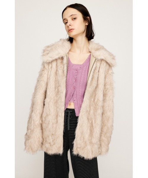 SLY（スライ）の「BIG COLLAR FUR COAT ビッグカラー ファーコート 秋服 冬服（ブルゾン・レディース・ブラウン/アイボリー/マルチ・FREE）」の8枚目の写真