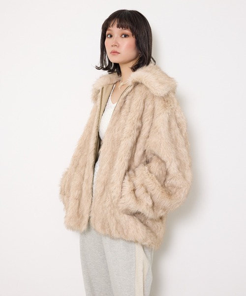 SLY（スライ）の「BIG COLLAR FUR COAT ビッグカラー ファーコート 秋服 冬服（ブルゾン・レディース・ブラウン/アイボリー/マルチ・FREE）」の18枚目の写真