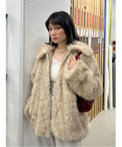 セール】BIG COLLAR FUR COAT ビッグカラー ファーコート 秋服 冬服