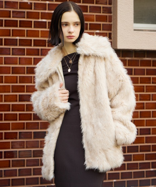 セール】BIG COLLAR FUR COAT ビッグカラー ファーコート 秋服 冬服