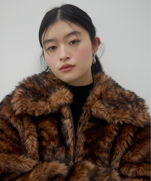 スライ　ファーコート 黒と白のミックス Sibra（シブラ） コート アウター カラー追加 秋冬に大活躍！フェイク