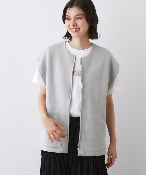 【洗える】ダブルフェイスジップベスト
