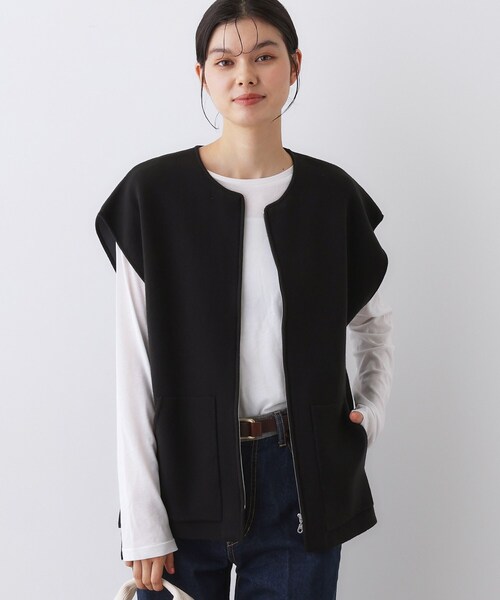 Dessin(デッサン)の「【洗える】ダブルフェイスジップベスト(ベスト・レディース・ブラック/ライトグレー・02)」の7枚目の写真