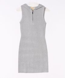 ハーフジップ フーディ リブ ドレス