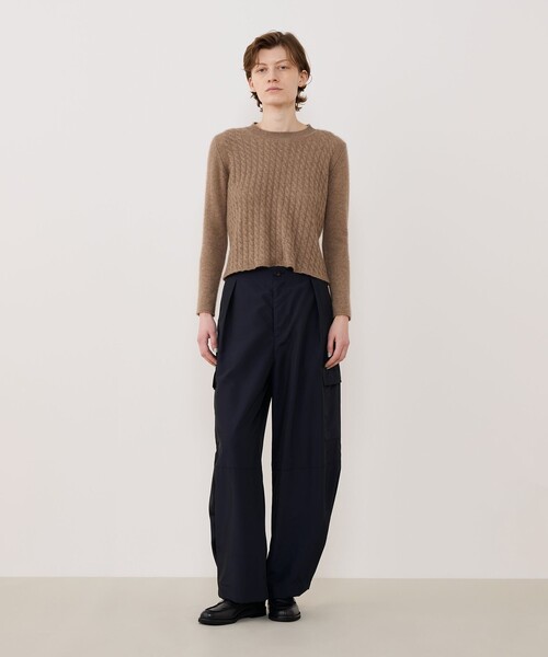 モンゴルカシミヤケーブル クルーネックプルオーバー（ニット/セーター