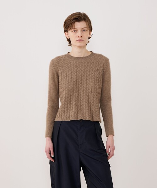 トゥモローランド　ギャルリーヴィー　カシミヤ100 ケーブルニット モンゴルカシミヤケーブル クルーネックプルオーバー（ニット/セーター