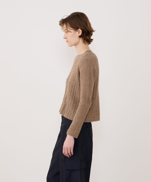 モンゴルカシミヤケーブル クルーネックプルオーバー（ニット/セーター