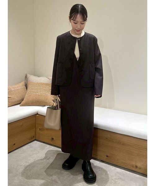 パッチポケットコンパクトスエードジャケット（ノーカラージャケット