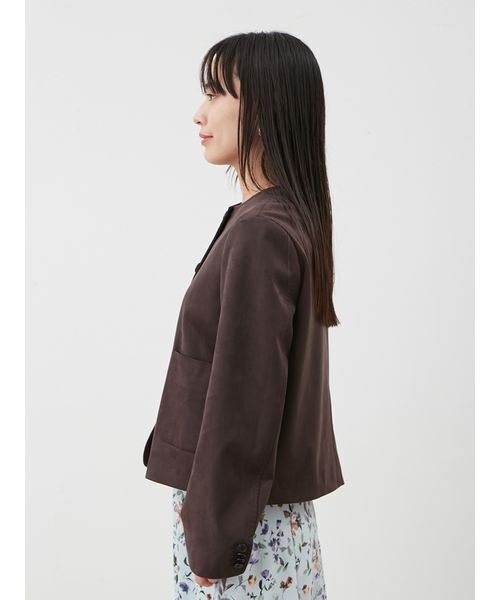 パッチポケットコンパクトスエードジャケット（ノーカラージャケット